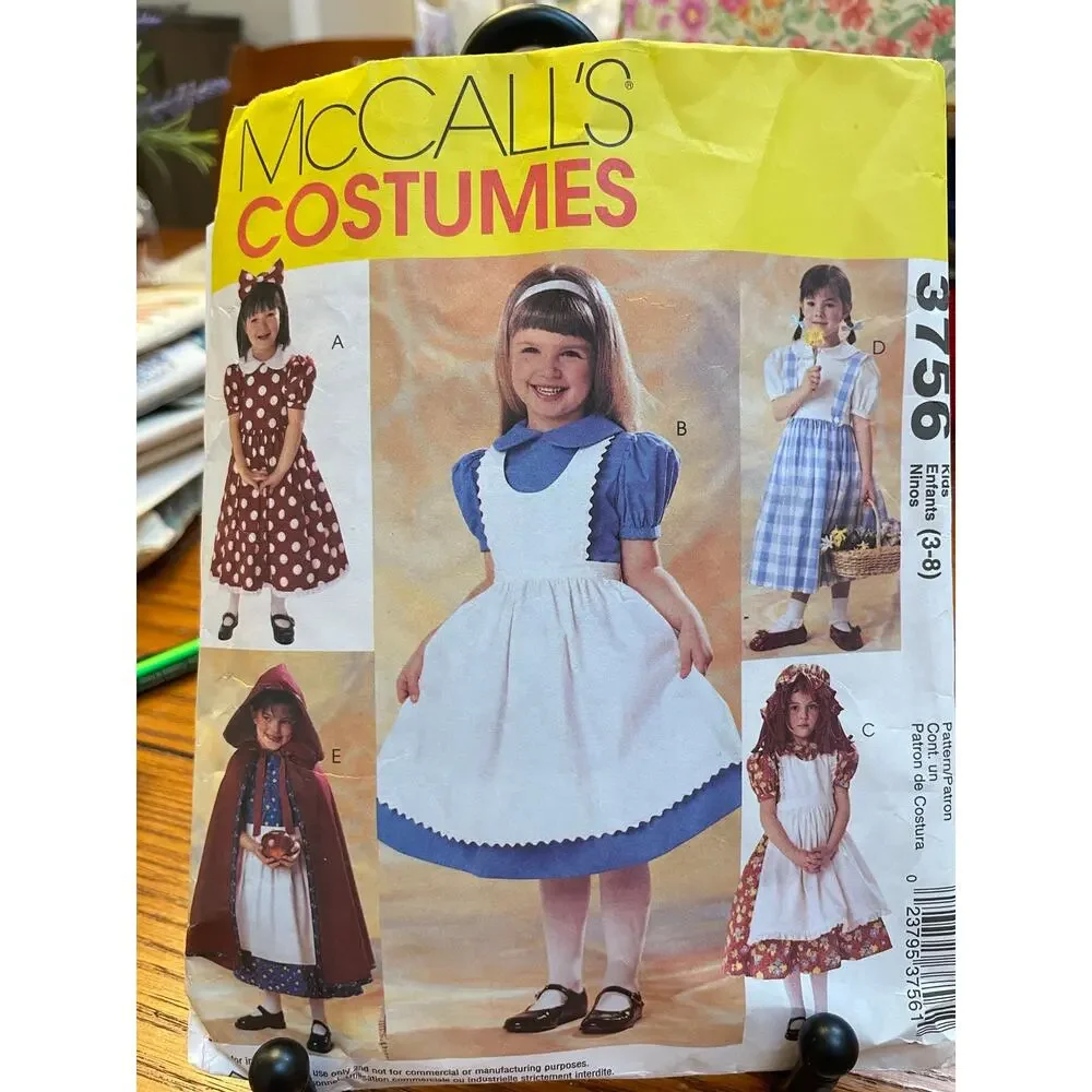 McCall’s 2850 Children’s Fairytale Costume Pattern Snow White Dorothy vintage